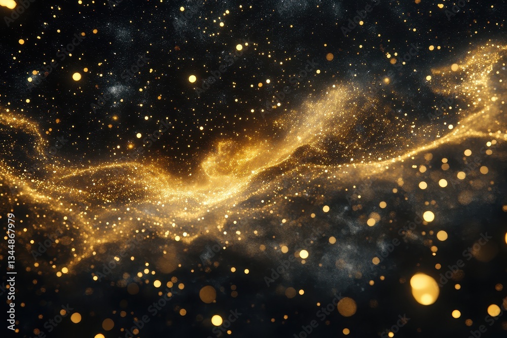 Canvas Prints glowing particles scattered across a dark celestial background abstract