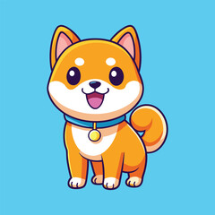 Fototapeta premium Shiba Inu Dog Smiling vector art illustration design