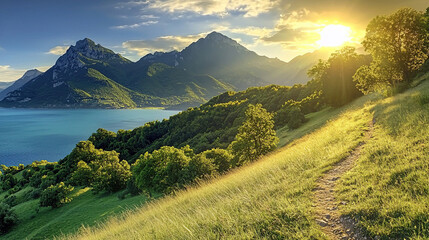 Obraz premium Scenic mountain lake vista