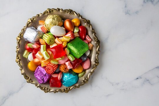 Traditional Turkish Ramadan Sweet Sugar Candy, Chocolate candie and Almond candies