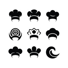 Chef Head Icon on Black Button with White Rollover Chef Hat Mustache Restaurant Symbol Template
 Chef Hat Icons - Multi Series Chef icon set
 