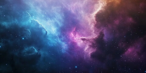 Fototapeta premium The formation of a new galaxy, a cosmic nebula, a landscape of stars and a large accumulation of gases