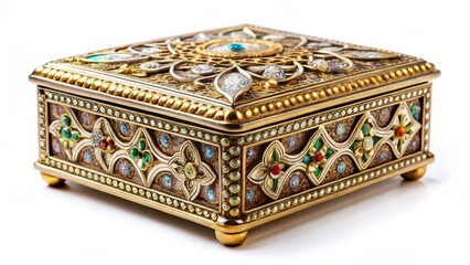 Ornate Decorative Box on White Background