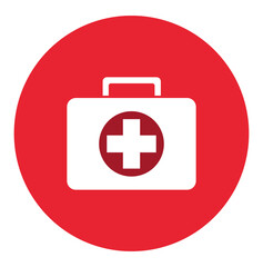First aid icon set. First aid box kit vector illustration.  Red first aid kit with white background.
