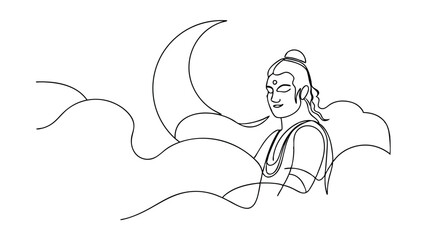 Rama's Final Journey Continuous Line Drawing
