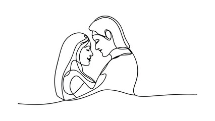 Rama's Reunion with Sita Continuous Line Drawing