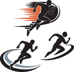 Runner in Motion Silhouette Logo – Dynamic Speed & Energy Vector Set