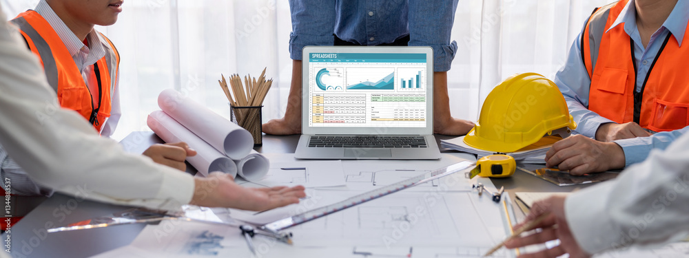 Poster spreadsheet document information financial startup concept. data and graphs in spreadsheet documents