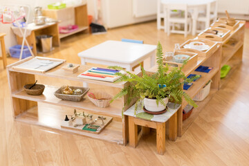 Montessori classroom with learning materials