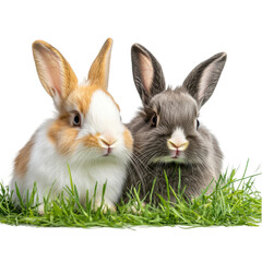 Obraz premium Playful rabbits in green grass close-up photography nature