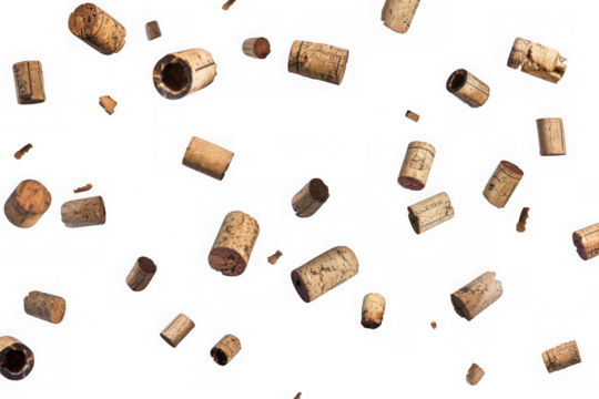 A Celebratory Burst Of Wine Corks Joyfully Dancing Against A Bright Isolated on Transparent Background, Capturing The Essence Of Festive Moments And Carefree Abandon
