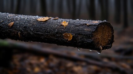 Fototapeta premium Wet log in a misty forest
