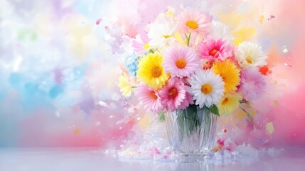 Vibrant flower bouquet in vase