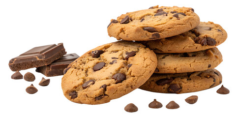 chocolate chip cookies isolated on white