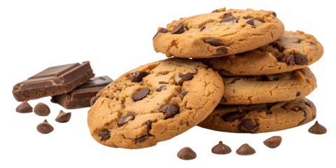 chocolate chip cookies isolated on white