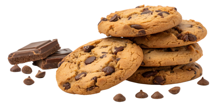 chocolate chip cookies isolated on white