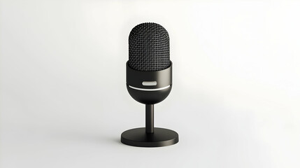 Black Retro Microphone On White Background