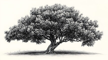 Intricate black and white tree sketch high resolution picture