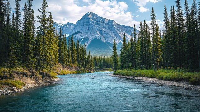 Scenic View of Alberta Wilderness Near Banff National Park