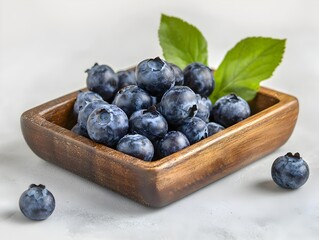 Photo of Fresh Blueberries on a Wooden Tray