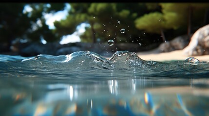 Ripples and Splash. Underwater. Sunny Beach