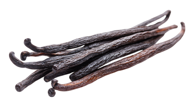 Aromatic vanilla pods isolated on white background --ar 16:9