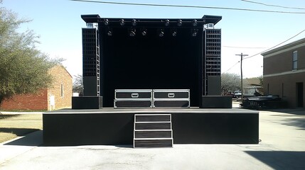 Outdoor Concert Stage Setup for Sunny Day.