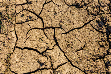 Background of the cracked dry barren soil. Global warming concept