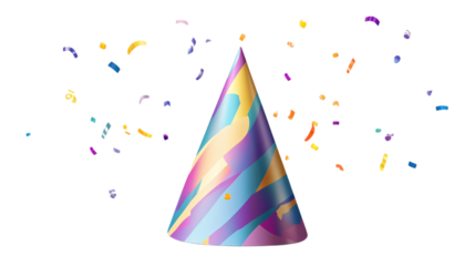 Birthday party hat isolated on transparent background --ar 16:9