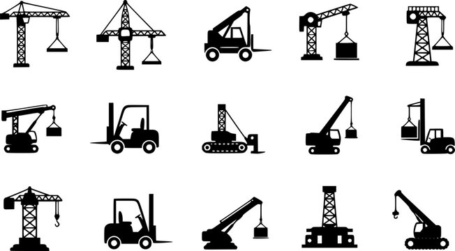 set of Lifting machine icons set. Vector. Illustration

