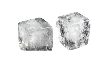 Two translucent ice cubes on transparent background.  Clean, simple, and cool, PNG