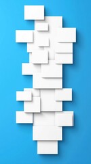 White rectangular shapes layered on a bright blue background compose a pattern