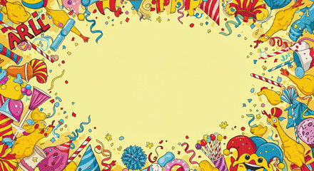 April Fool's Day Celebration Background with Festive Elements