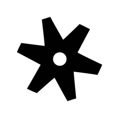 Simple black star-shaped gear graphic.