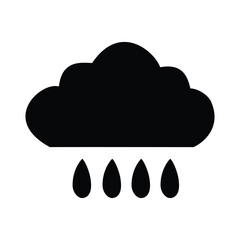 A simple, solid black rain cloud icon against a white background.