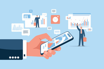 Businessman hand holding a cell phone, technology and communication concept