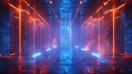 Genetic code sequence displayed a digital hologram sleek and modern with spacious branding area