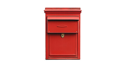 Fototapeta premium Closed red mailbox isolated on white background --ar 16:9