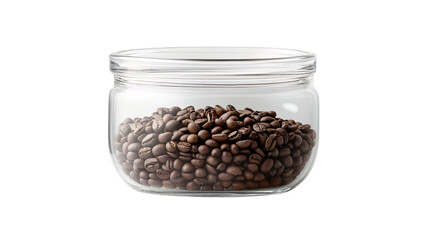 Coffee beans in glass jar isolated on white background --ar 16:9