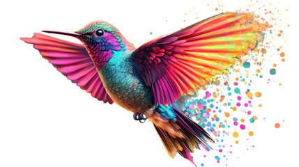 Fototapeta premium Colorful hummingbird isolated on transparent background --ar 16:9