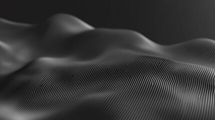 Abstract black and white wavy texture resembling rolling hills in a minimalist setting