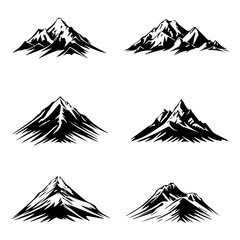 Monochrome Graphic of a Jagged Mountain Peak