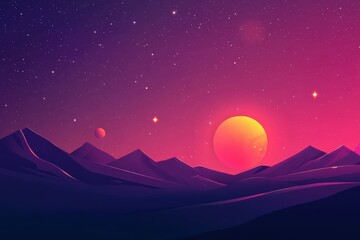 Obraz premium Creative graphic layouts for advertising featuring planets in a vibrant cosmic landscape