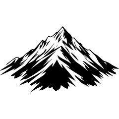 Monochrome Graphic of a Jagged Mountain Peak