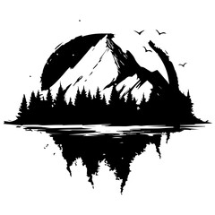 Obraz premium Monochrome Graphic of a Jagged Mountain Peak