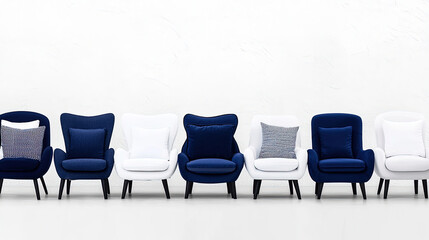 Row of modern armchairs