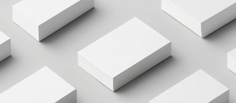 White rectangular boxes are arranged on a plain gray background
