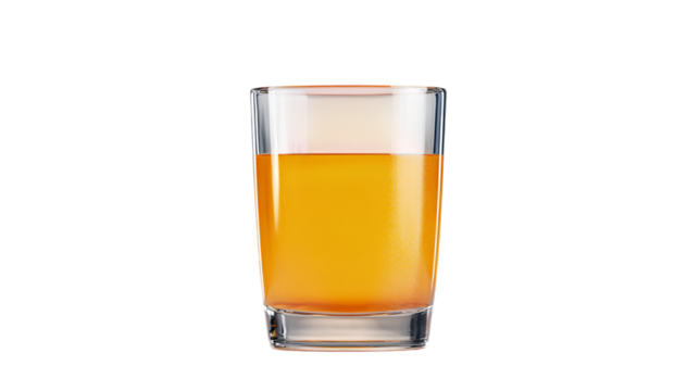 Glass with orange juice isolated on transparent background --ar 16:9