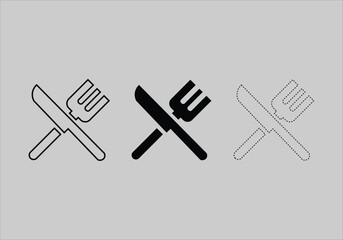Simple fork and knife flat icon design vector