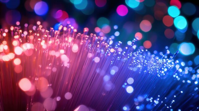 Background with illuminated fiber optic connections, a quantum computing network system, and electronic global intelligence